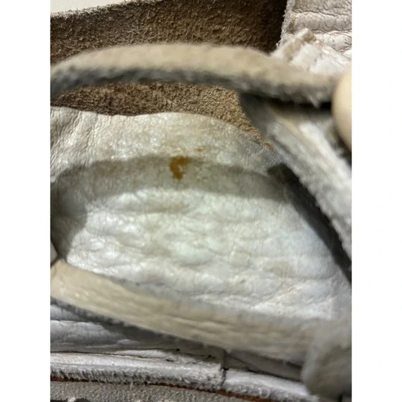 Birkenstock Artisanal Off White Pebbled Leather Button Slip On Loafers 8 Shoes - Picture 10 of 11